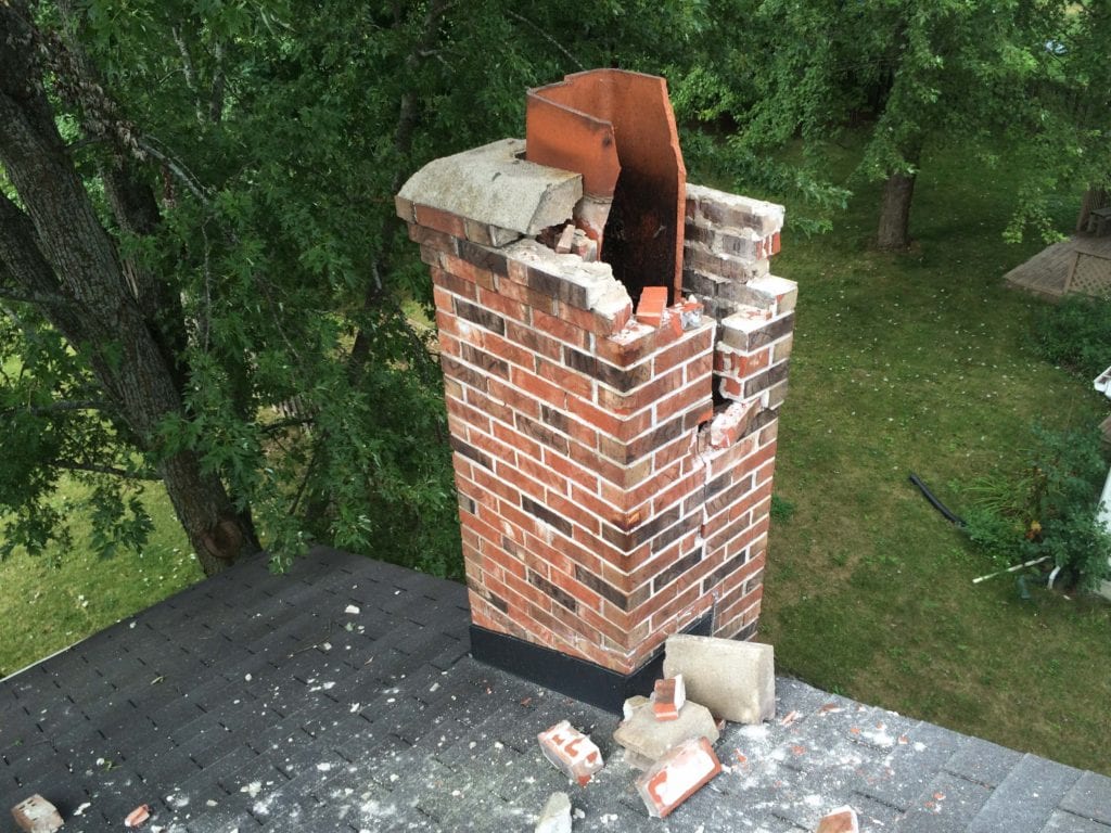 Chimney struck by lightning - Chimney Repair Service in Chicago