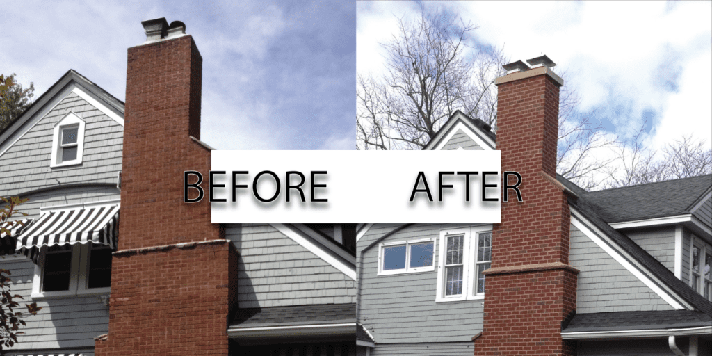 Concrete Crown Before After - Chicago Chimney Crown Repair